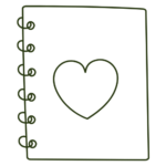Icône minimaliste représentant un carnet avec un cœur, symbole de pause et de recentrage